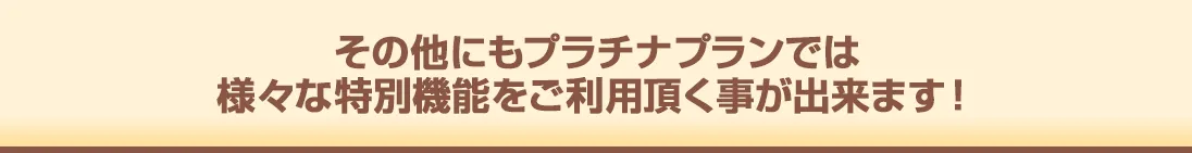 その他にも【プラチナプラン】では様々な特別機能をご利用頂く事が出来ます!